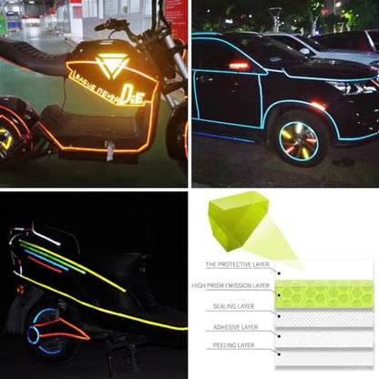 8 Rolls of 8 Colors High-Visibility Reflective Tape - Waterproof Self-Adhesive Safety Stickers for Outdoor Nighttime Visibility, Trailers, Clothing, Vehicles (1 in x 80 ft.) | Reflective stickers, night safety, waterproof, self adhesive. For clothing, tra