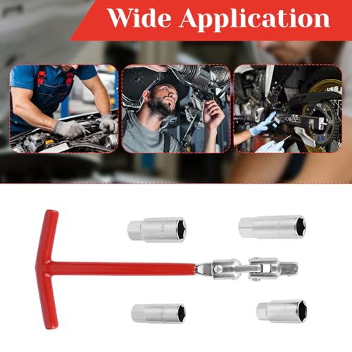 5 Pcs Spark Plug Socket Wrench T-Handle (14mm/16mm/18mm/21mm) Universal 5/8" & 13/16" Spark Plug Gap Tool for Small Engine, Lawn Mower Motorcycle Accessories Small Motor Vehicles