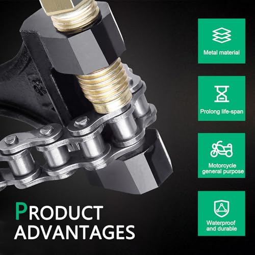 1 PC Motorcycle Chain Breaker, 420-530 Roller Chain Breaker Tool, Metal Single Strand Breaking Tool, for Small Roller Chains of Models 420, 428, 520, 525, 528, and 530 (Black)
