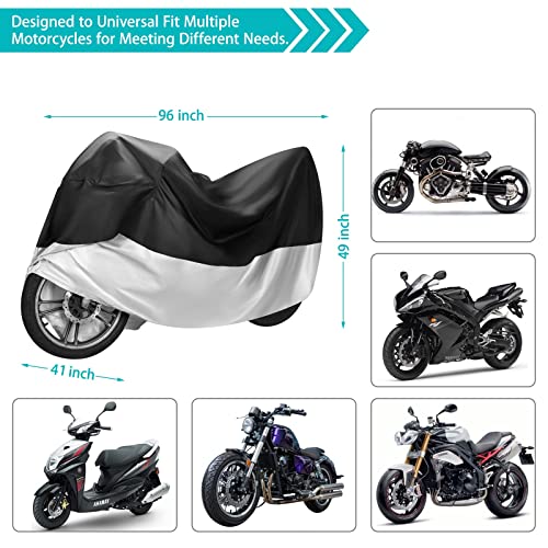 Motorcycle Cover,Motorbike Cover All Season Universal Weather Waterproof Sun Outdoor Protection with Lock-Holes & Storage Bag,XXL Motorcycles Vehicle Cover - size: us-2xl