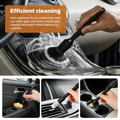 10 Pcs Car Detailing Brush Set, Ultra Soft No Scratch Detail Brushes with Ergonomic Handles, Multi Purpose Auto Cleaning Kit for Vents Dashboard Leather Seats Wheels Tires and Trim