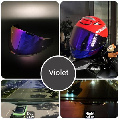 Shoei RF1400 X15 Helmet Visor Replacement Shield, Anti-Fog Sun Shield Accessory Compatible with RF-1400, X15, CWR-2, Z8, X-SPR PRO(Bright Purple) - color: Bright Purple