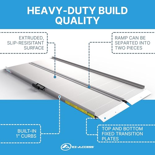 EZ-ACCESS TRAVERSE Aluminum Singlefold Folding Ramp, Portable Loading Ramps for Wheelchairs, Motorcycles, Lawn Tractors & ATVs, Heavy Duty Aluminum Folding Ramps with Carrying Handles (Silver, 6 Foot) - size: 6 Foot, style: Singlefold