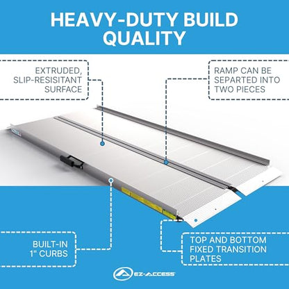EZ-ACCESS TRAVERSE Aluminum Singlefold Folding Ramp, Portable Loading Ramps for Wheelchairs, Motorcycles, Lawn Tractors & ATVs, Heavy Duty Aluminum Folding Ramps with Carrying Handles (Silver, 6 Foot) - size: 6 Foot, style: Singlefold