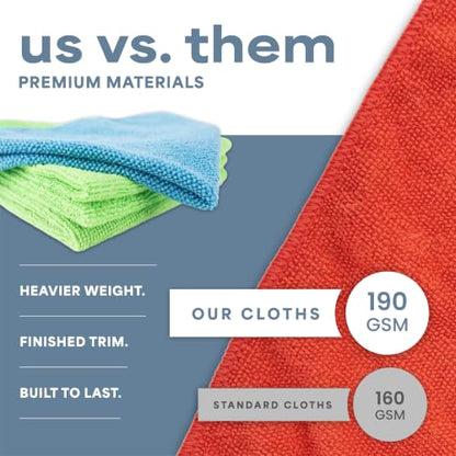 S&T INC. 50 Pack Microfiber Cleaning Cloth, Bulk Towels for Home, Reusable Microfiber Towels for Cars, Cleaning Rags, Assorted, 11.5 Inches x 11.5 Inches, 50 Count - size: 50 Pack