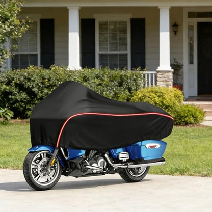 Motorcycle Half Cover Waterproof Windproof Outdoor Dustproof for Touring Models Road King Street Glide Road Glide and More, with Reflective Strip, Black - size: Upgraded Half Cover