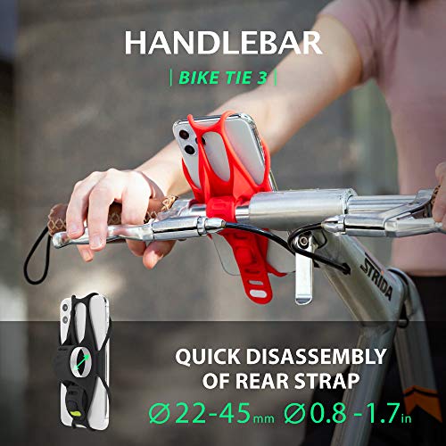 Bone Bike Tie 3, Bike Cell Phone Mount for Handlebar, Scratch-Free Silicone Holder with Anti-Slip Design, Universal Cycling Phone Holder Compatible with Most Smartphones (Black - Handlebar) - color: Bike Tie 3 - Black