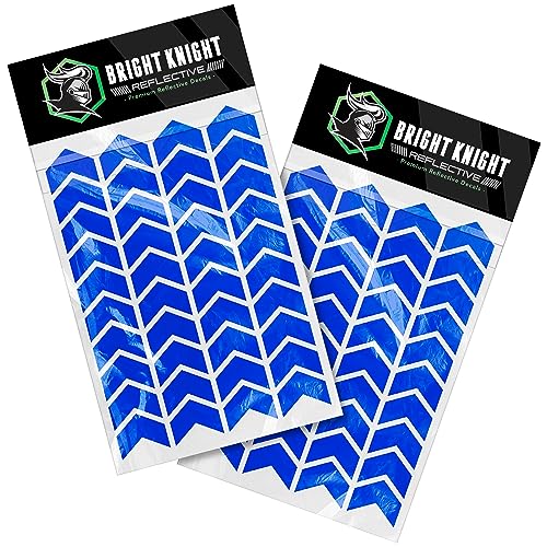 Bright Night Decals Chevron Hard Hat Reflective Stickers, 1" Blue Acyclic Adhesive Vinyl Tape with 3M Reflector, Bicycle Helmet Reflective Tape Outdoor Waterproof for High-Visibility at Night, 2pk - color: Blue, size: 2 pk