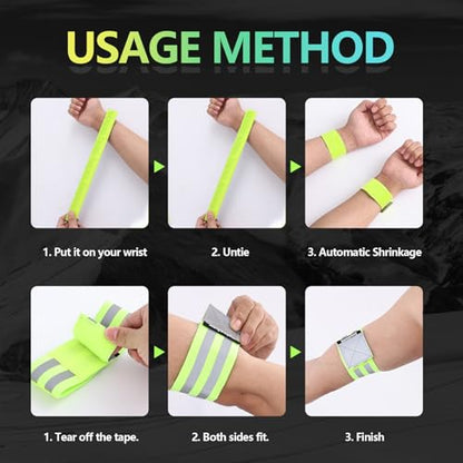 Reflective Band for Night Running Walking, 6 PCS Premium Reflective Bands for Arm/Wrist/Ankle/Leg, High Visibility Reflective Running Gear Adjustable for Men and Women