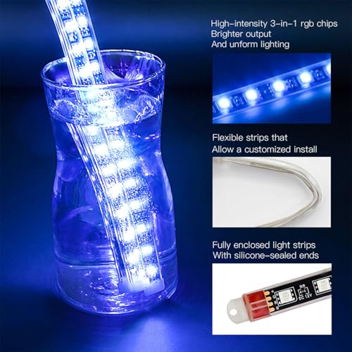 Motorcycle Led Underglow Kit 12pcs Waterproof RGB Motorcycle Led Lights Atmosphere Lights Lamp with Dual Rf Wireless Remote Controllers for Harley Davidson Honda Kawasaki Suzuki