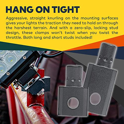 LAMPHUS Off-Road ATV UTV Light Bar Mounts Mounting Bracket Mini Bar Clamp Kits [0.75"/1"/1.25" Inch] [360-Degree] [2 Stud Sizes] [Aluminium] [2 Unit] Bull Bar Roll Bar Clamp Roll Cage Clamps Mount - size: 2-Pack (Mini)