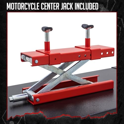 Motorcycle Lift Table, Pneumatic, 1,500 lb, ProLift, 31.25" H, Jack, Black Widow