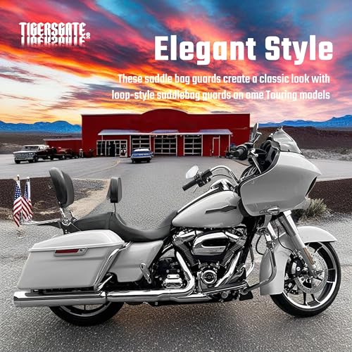 Chrome Rear Saddlebag Guards complete Kit for 2014-Later Harley Touring Street Road Glide Electra Glide Road King - color: hrome