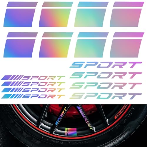 16PCS Wheel Rim Decal Sticker for 18-21 Inch Wheels, Reflective Car Stickers for Car Rear Bumper Sticker,Rear Mirror