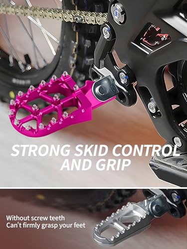 JFG RACING Dirt Bike Foot Pegs,7075 Aluminum CNC Pedals Rests for Surron Light Bee X and S/E Ride Pro S SS SR/CRF150F CRF230F 03-19/CRF250F 19-24/XR150L 15-24/KDX200 83-94-Pink - color: pink