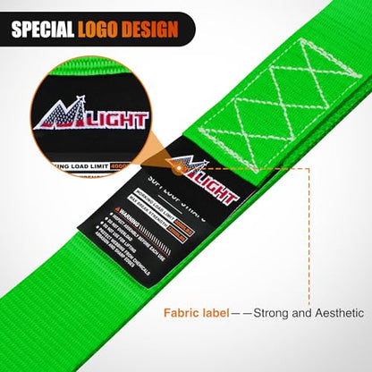 Nilight Soft Loop 1.7”×17" Motorcycle Tie Down Straps Heavy Duty 12000Lbs Max Break Strength for Securing ATV UTV Kayak Moving Cargo (8PK-Green) - color: Green