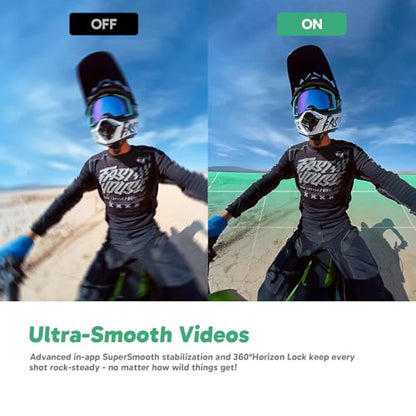 AKASO 360 Action Camera Motorcycle Combo- 5.7K 360 Video with 1/2" 48MP Sensors, 72MP 360 Photo, 360-SuperSmooth, Invisible Selfie Stick, 360° Horizon Lock, AI Tracking