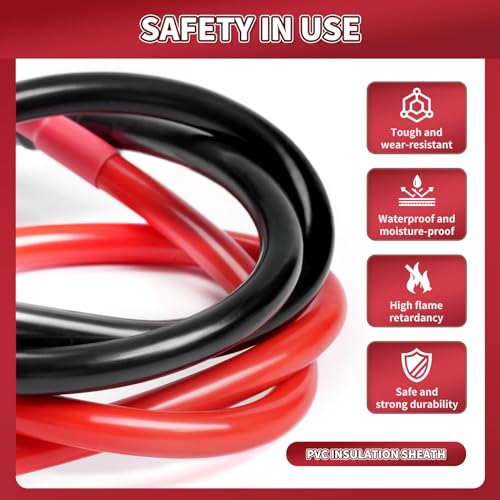 6 AWG Battery Cable 2 Pcs, 11.8 Inch Battery Cables with M8 Ring Terminals, Marine Batterys Cables Pure Copper, Batterys Ground Cable for Motorcycle, Car, Truck, Rv, Boat - size: M8/11.8INCH/6AWG