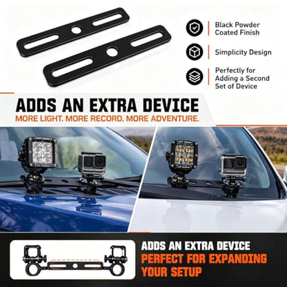 2PCS Ditch Light Bracket Extensions Heavy Duty A-Pillar LED Pod Mounts | Universal Light Mount Extension for Most Ditch Light Brackets, Steel Cowl Pod Light Mounting Brackets for SUV Trucks Vehicles - color: Ditch Light Bracket Extensions