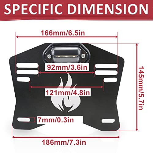 Starknightmt UTV License Plate Holder with Light, Universal Lighted License Plate Mount Bracket Compatible with Polaris Ranger RZR Can Am X3 Defender Cfmoto Zforce Uforce