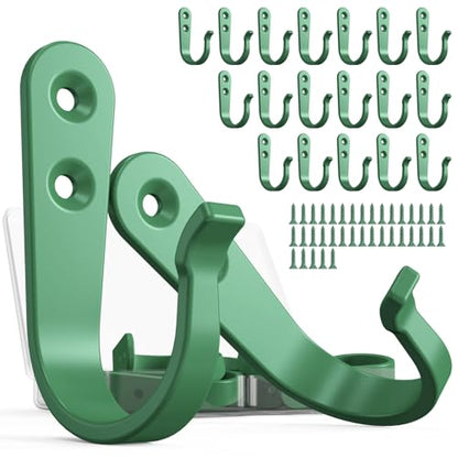 BREYDROK 20PCS Heavy Duty Metal Wall Hooks, Coat Hooks for Hanging - with 40 Screws for Coats Towels Backpacks - Mint Green - color: 20pcs + Mint Green