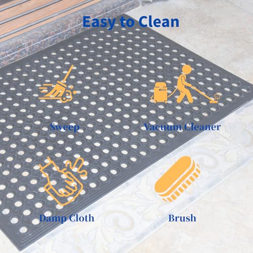 36" Anti Fatigue Large Rubber Floor Mat, Commercial Grade Grease Resistant Kitchen Mat with Drainage Holes for Restaurants,Bars,Commercial,Kitchens,Garages,Black(4 PCS) - size: 36"x24"-4PCS(Anti-Silp Mat)
