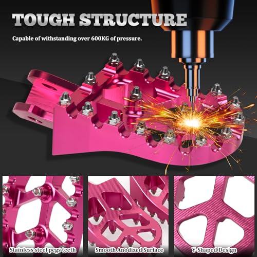 XINGWU Dirt Bike Foot Pegs for Surron Light Bee X/S E-Ride Pro SS/SR/S Talaria MX3 MX4 Segway X160/X260 CRF150F 230F 250F Electric Dirt Bike Foot Peg Rests (Pink) - color: Pink