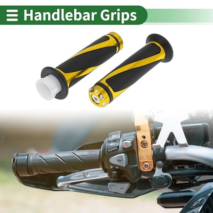 7/8" 22mm 15/16" 24mm Motorcycle Hand Grips Cover Kit Non Slip Aluminum Alloy Rubber Handlebar Grips for Motorcycle Scooter Bicycle ATV Yellow 1Set - color: Yellow