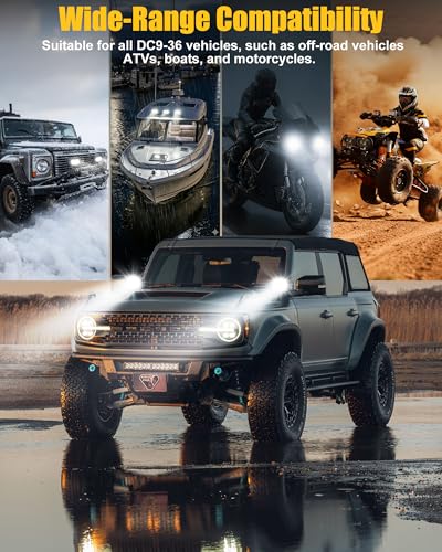 4 Inch LED Pods Driving Lights, 48W Rectangle Offroad Lights Cube Spotlights with Amber&White DRL, 120° Combo Beam 3 Modes LED Auxiliary Lights with Wiring Harness for Trucks SUV ATV UTV Motorcycle - color: 4in Amber&White Spotlight+Wire