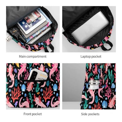 Axolotl Backpack Bookbag Laptop Backpacks Multipurpose Daypack for Boys Girls School Men Women Travel Hiking - color: Axolotl