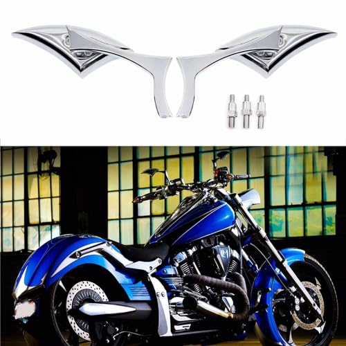 Chrome 8mm/10mm Motorcycle Blade Steady CNC Aluminum Rearview Side Mirrors Compatible with Cruiser Chopper Street Bike Scooter Dirt Bike - color: Chrome