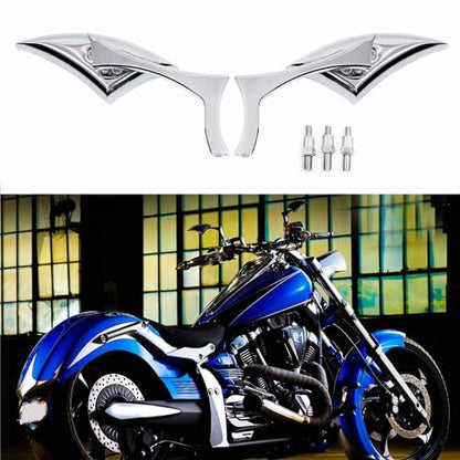 Chrome 8mm/10mm Motorcycle Blade Steady CNC Aluminum Rearview Side Mirrors Compatible with Cruiser Chopper Street Bike Scooter Dirt Bike - color: Chrome