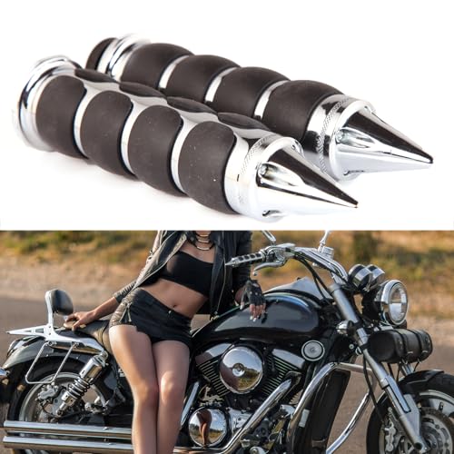 JMTBNO Motorcycle Grips 1" 25mm Handlebar Hand Grips Compatible with Harley Touring Road King Street Glide Electra Glide Road Glide Street Bobber Softail Fatboy - color: Chrome with Point