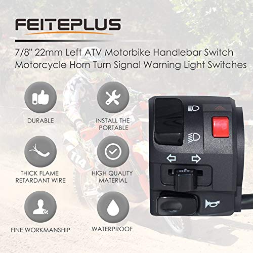 7/8" 22mm Left ATV Motorbike Handlebar Switch Motorcycle Horn Turn Signal Warning Light Switches