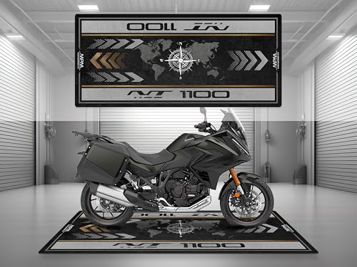 MPM Motorcycle Mat for NT1100 - Washable Non - Slip Oil & Water Resistant Parking Pitmat for Garage, Showroom, Workshop Use (Gunmetal Black Metallic, Size 1: 86.6 x 39.4/220 x 100 cm) - color: Gunmetal Black Metallic, size: Size 1: 86.6 x 39.4/220 x 100 c