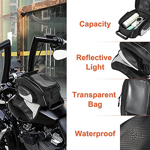 Motoforti Universal Motorcycle Magnetic Tank Tool Bag Fuel Saddlebag with Strap Waterproof Black