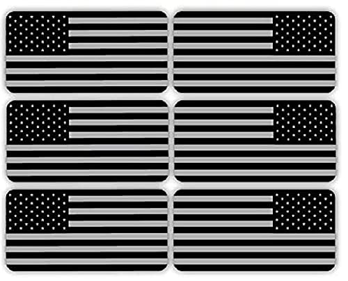 6 pcs Hard Hat American Flag Sticker, Reflective USA Mirrored Stealthy Flag Hard Hat Stickers, Hardhat Decals, Tactical Morale Military Gear Labels, USA American Flag Helmet Toolbox - color: Usa Grey (Mirrored)