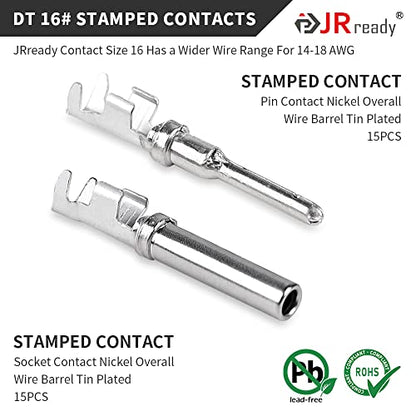 JRready ST6327-3 3 Pin Deutsch DT Gray Connector, Waterproof Electrical Wire Connectors with Size 16 Stamped Contacts and Sealing Plugs for Truck, Motorcycle, Off-Road Vehicles, Marine, Extreme Sports - size: 3Pin 5Pair