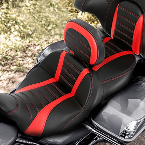 Hammock Driver Passenger Seat with Rider Sissy Bar Backrest and King Tour Trunk Backrest Pad fit for Harley Touring Road King Street Electra Glide 2014-2023 - color: B# Orange2