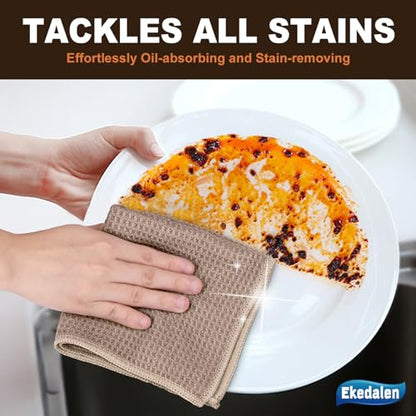 Microfiber Cleaning Cloth Waffle Weave for Dusting Absorbent Towel Quick Drying Dust Rags Household Kitchen, Lint Free Streak Free, 6 Pack,12 x 12 Inches, Khaki - color: Khaki, 12 X 12 Inch