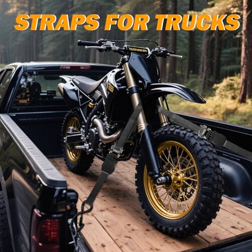 Motorcycle Tie Down Straps 1" x15' (4-Pack), Waterproof Carry Bag 2200lb Break Strength with Soft Loops & Coated S-Hooks for Truck, Trailer, ATV, UTV, Boat (Black) - color: Black