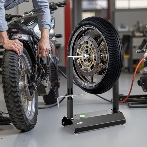 VEVOR Motorcycle Wheel Balancer, Tire Balancer & Truing Stand with Adjustable Centering Cones and Truing Pointer, Balancing Tools for Sport & Dirt Bikes, Hollow Axle Wheels - style: Hollow Axle
