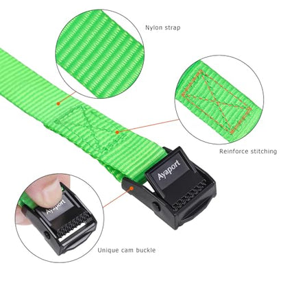 Ayaport Lashing Straps with Buckles Adjustable Cam Buckle Tie Down Cinch Strap - color: Green, size: 0.75'' x 8'