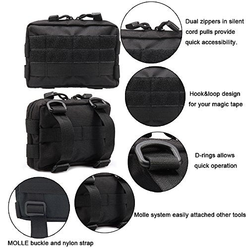 MOLLE Pouches - 2 Pack Tactical Compact Water-Resistant Utility Gadget Gear EDC Pouch - color: Tan and Tan