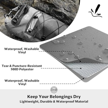 STOVER 5/10/25/30/40/55L Waterproof Dry Bag- Roll-Top Backpack w/Phone Case- Kayaking, Hiking, Camping, Boating- Men/Women - color: 30l Grey (With Phone Case), size: 30L