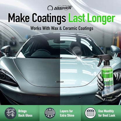 Nanoskin Ultra Line SUPER CHARGER SiO2 Touchless Spray-On/Rinse-Off Sealant 16 oz - Car Wash Paint & Glass Spray for Car Detailing | Safe for Cars, Trucks, Motorcycles, RVs & More | 100:1 Dilution - size: 16 Fl Oz (Pack of 1)