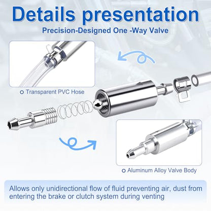 GaRhomxy Brake Bleeder Kit - 2PCS One Way Check Valve Brake Bleeder Hose, One Man Brake Bleeder Tool with Clamps & Nozzle Caps, Universal Brake Fluid Bleeder Kit for Car Motorcycle - size: 2PCS