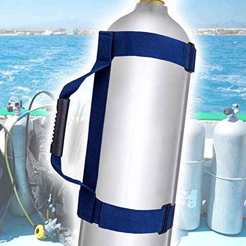 Dive Tank Carrier, Heavy Duty Webbing Scuba Air Tank Band Adjustable Cylinder Holder Carrying Strap with Comfort Handle - color: Blue