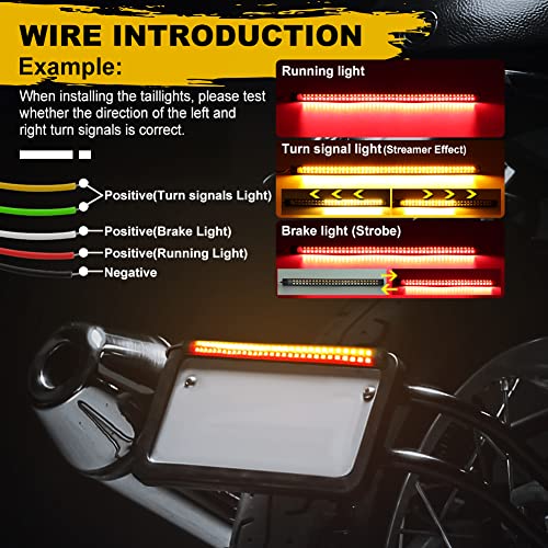 Motorcycle LED Tail Light Strips,11.8" Double color LEDs Brake Stop Tail Lihgt Turn signal Light Multifunction Waterproof Flextible LED Strips for Motorcycle ATV ect.2-Pack. (30cm-90SMD)