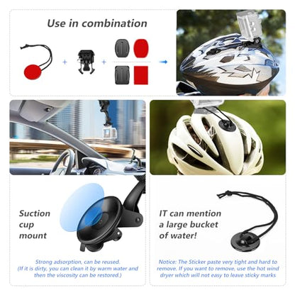 NEEWER 50 in 1 Action Camera Accessories Kit & Motorcycle Helmet Chin Strap Mount Kit, Compatible with GoPro Hero DJI OSMO Insta360 SJCAM DBPOWER AKASO VicTsing APEMAN WiMiUS QUMOX Lightdow Campark